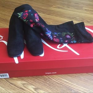 Knee high embroidered boots